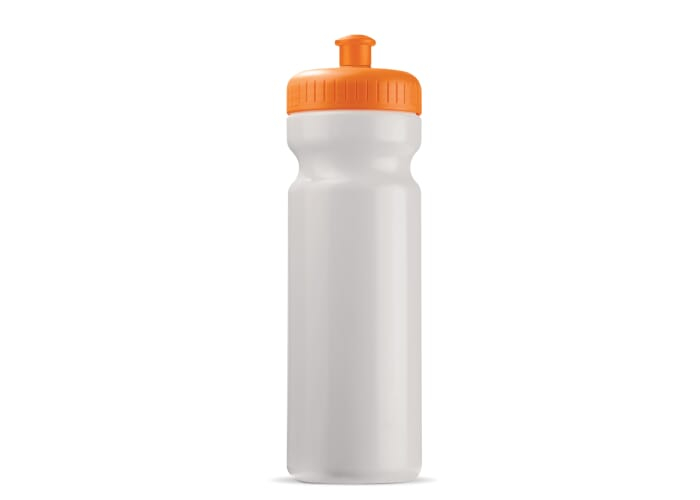 Bidon sport publicitaire Basic 750 ml Blanc / Orange